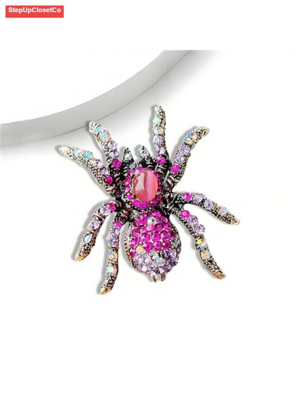 Rhinestone Spider Brooch Pin for Women Men Halloween Costume Accessory